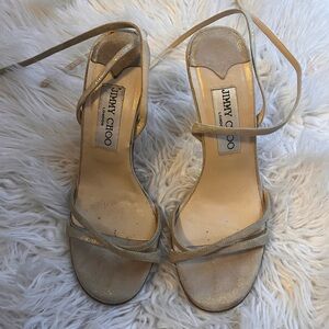 Jimmy Choo Gold Strappy Sandals 35.5